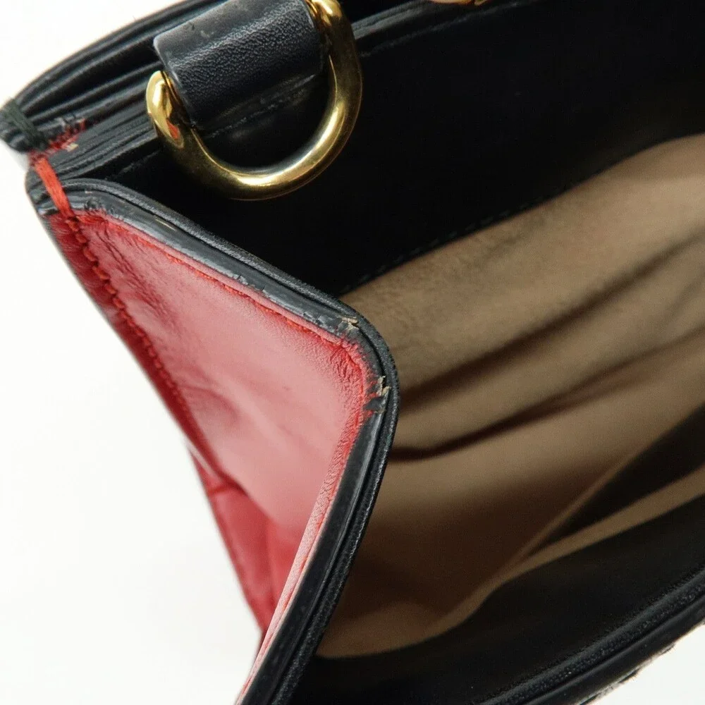 Gucci Nymphaea Bamboo Leather Handbag Black